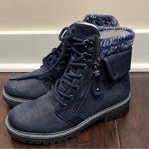 Womans cliff Navy Lace-Up Boots
